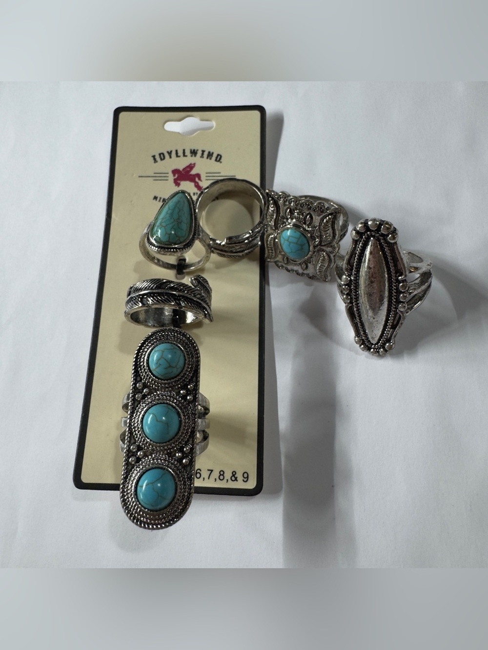Size 6, 7, 8 & 9 Idyllwind Silver-Tone Turquoise Accent Ring Set - Blue